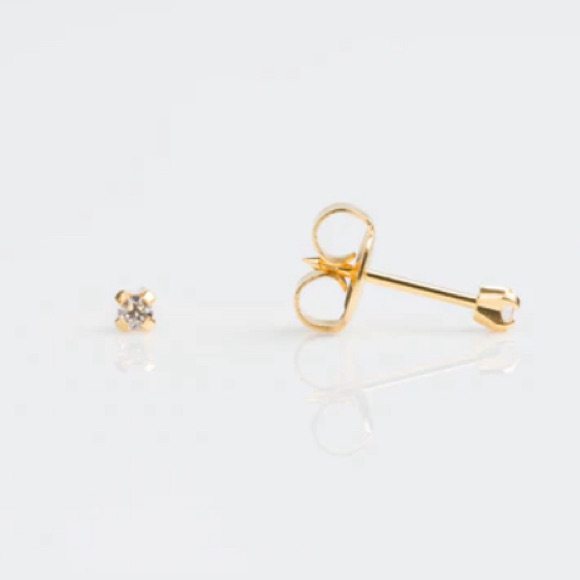 Women / Baby Gold Plated Over Stainless Steel Cubic Zirconia Earrings